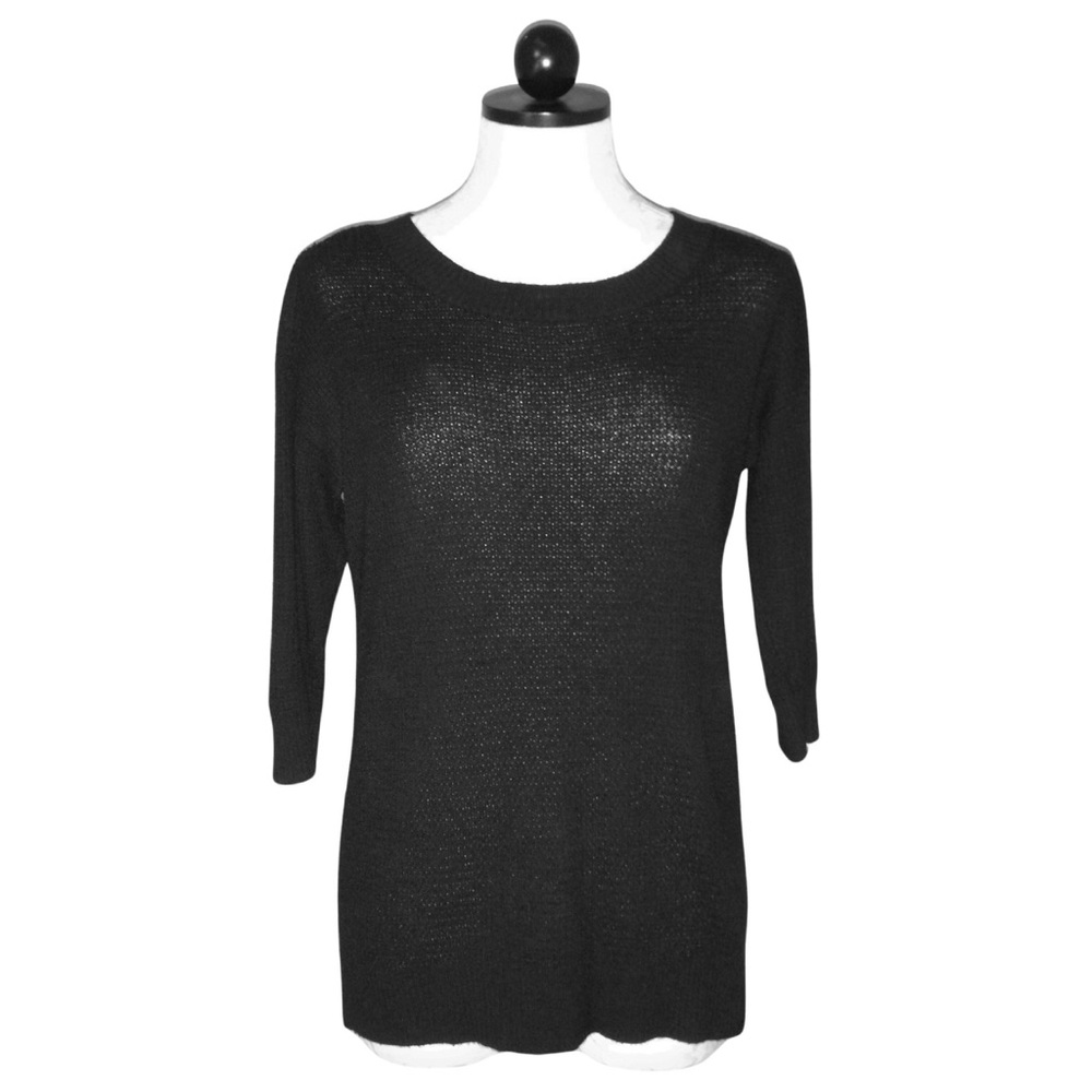SOFT JOIE Womens Black 3/4 Sleeve Wool Blend Knit Crewneck Sweater Sz. XS